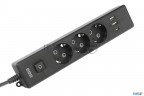 Бытовой удлинитель Powercube, 3р с/з вык.,3usb, 3500 Вт, 16А, 1.9 м, 3*1,0 (черный) Pc-6b-2m