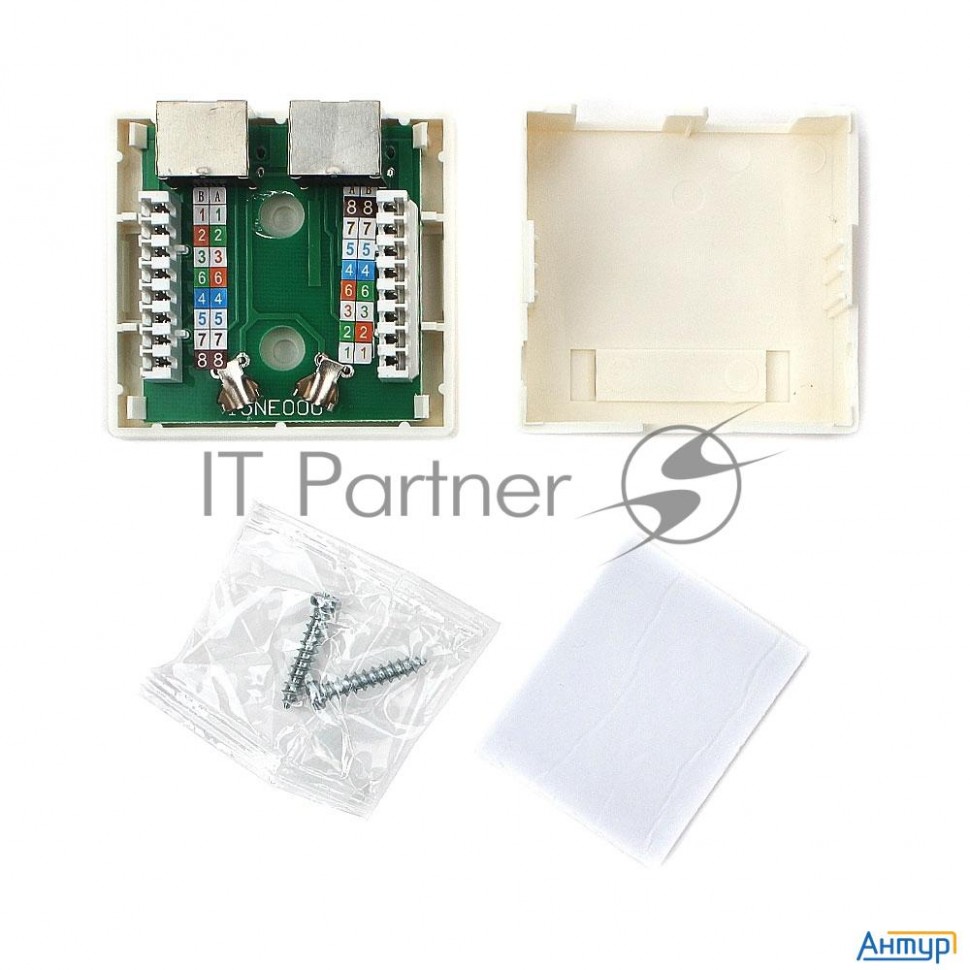Монтажное оборудование Розетка Gembird Nas214 Rj-45 кат.stp 5e внешняя экранированная 2 порта, 110&k