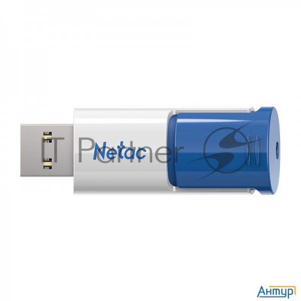 Флеш Диск Netac U182 Blue 64gb  Nt03u182n 064g 30bl , Usb3.0, сдвижной корпус, пластиковая бело синя