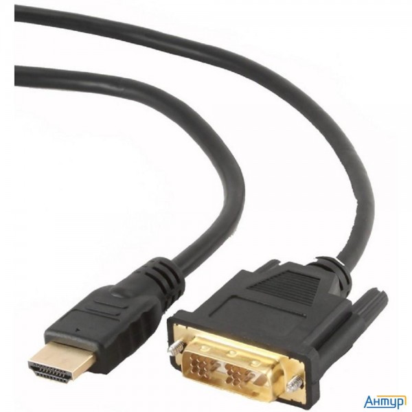 Кабель Hdmi-dvi Cablexpert, 0.5м, 19m/19m, Single Link, черный, позол.разъемы, экран, пакет (cc-hdmi