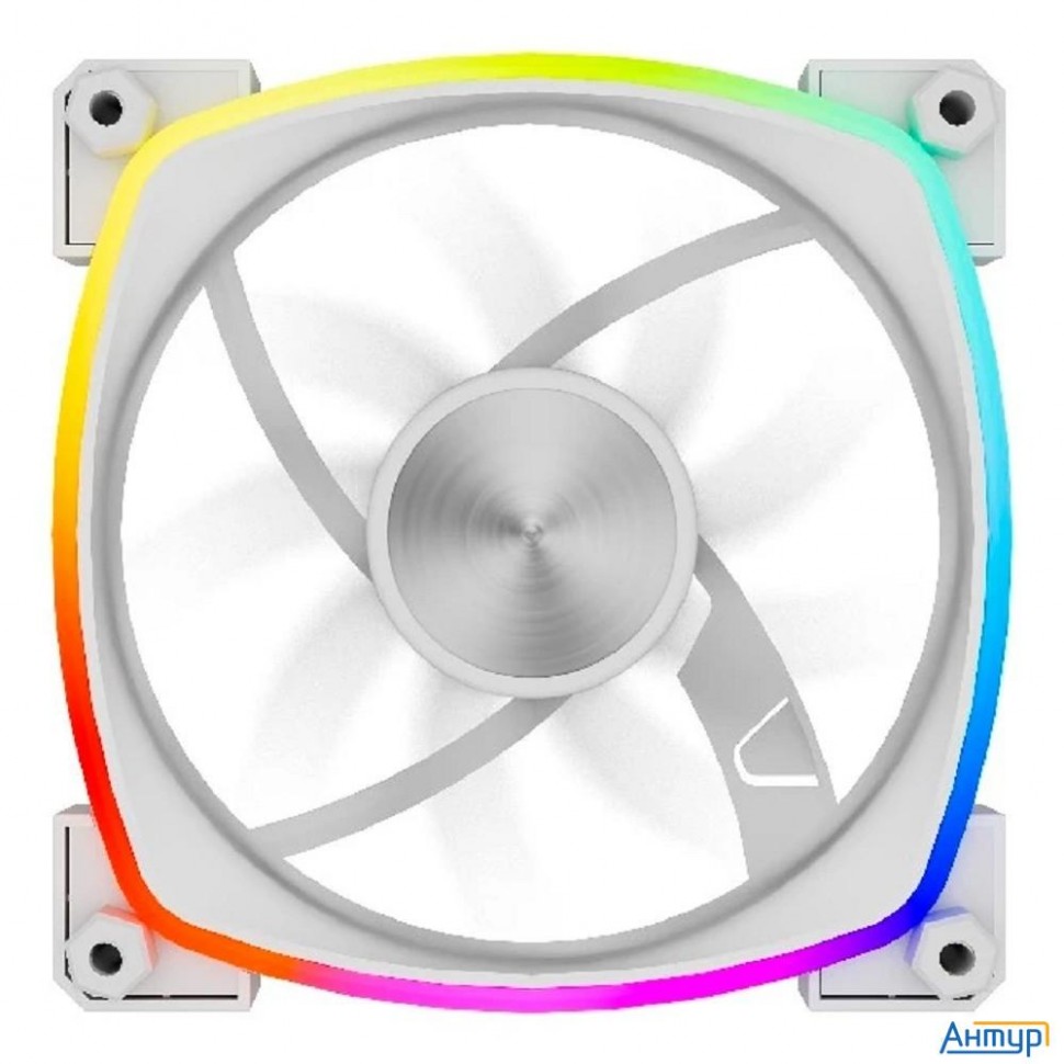 Powercase Вентилятор (m55-12w Argb) White 120x120x25mm (pwm, 100шт./кор, 4pin Pwm (m+f)+ 3pin Argb (