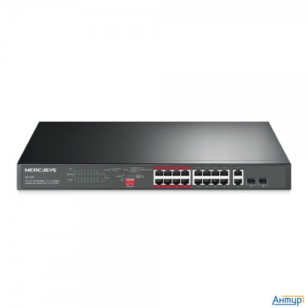 Mercusys Ms118cp 16-портовый монтируемый в стойку Poe+ коммутатор 10/100 Мбит/с с 2 гигабитными порт