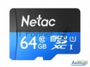 Флеш карта Microsdhc 64gb Netac P500  Nt02p500stn 064g R    с Sd адаптером  80mb/s