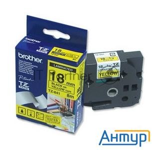 Наклейка ламинированная Tz-e641 (18 мм черн/желт, аналог Tz-641)