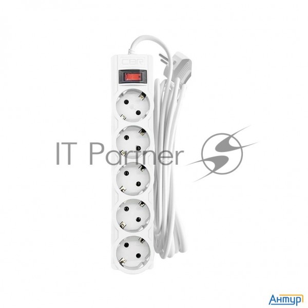 Сетевой фильтр Cbr Csf 2505-3.0 White Pc, 5 евророзеток, длина кабеля 3 метра, цвет белый (пакет)