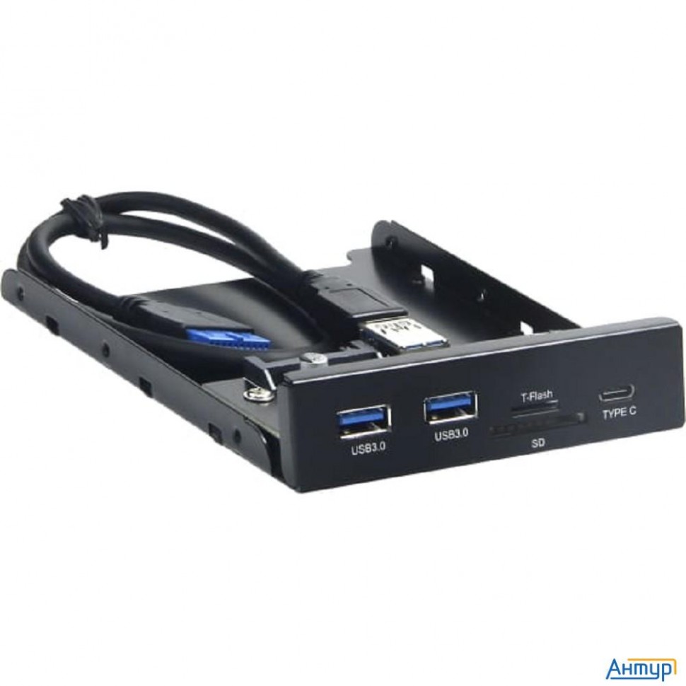 Планка Usb 3.0 на переднюю панель 3.5" Gembird, 2 порта Usb и порт Type-c, Sd+tf, коробка (fp3.5-usb