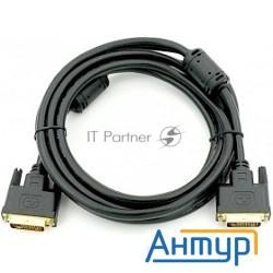 Кабель Dvi Dual Link (25m-25m) 5м Exegate, 2 фильтра, позолоченные контакты