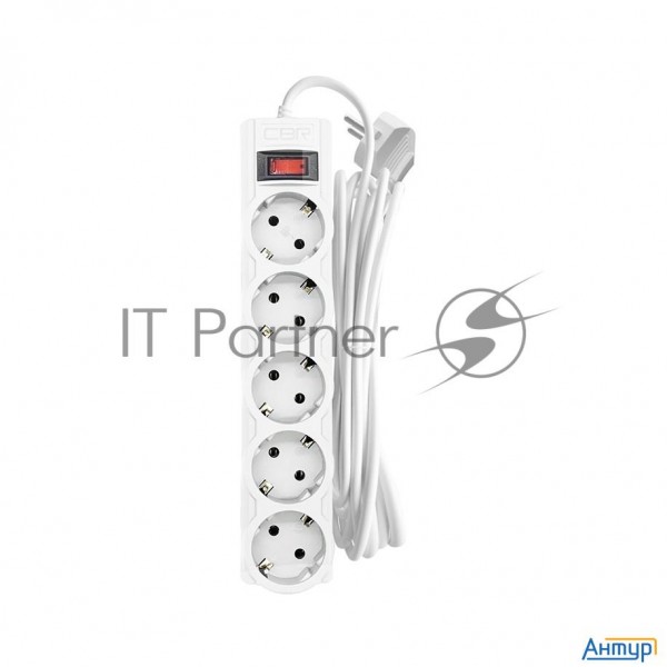 Сетевой фильтр Cbr Csf 2505-5.0 White Cb, 5 евророзеток, длина кабеля 5 метров, цвет белый (коробка)