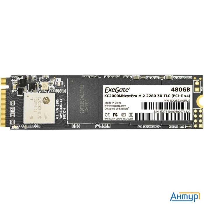 Exegate Ssd M.2 480gb Exegate Nextpro Kc2000tp480 (pcie Gen3x4, Nvme, 22x80mm, 3d Tlc) [ex282319rus]