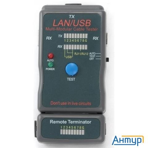 Gembird Nct-2 Тестер Lan Cablexpert , 100/1000 Base-tx,  для Utp, Stp, Rj-11, Usb-кабеля