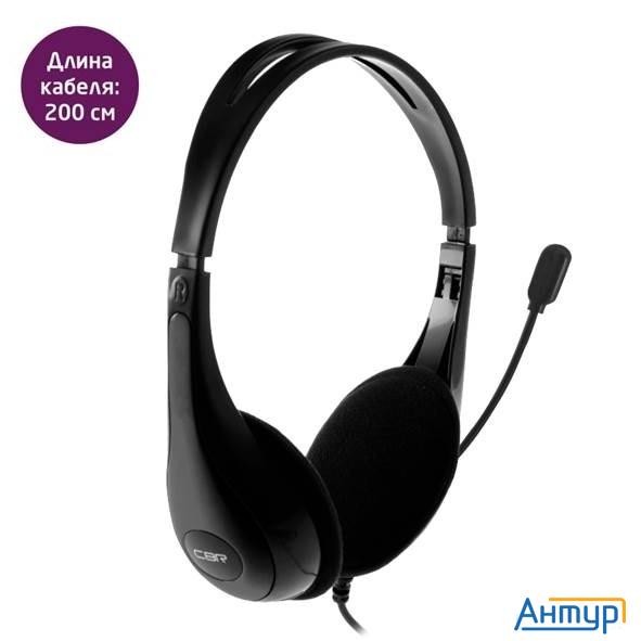 Cbr Chp 353m Black, Компьютерная гарнитура проводная стерео, микрофон с шумоподавл., накл. наушники,