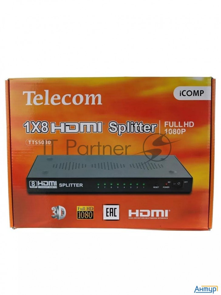 Разветвитель Hdmi 1=>8 Telecom  <tts5030>, каскадируемый , 1.4v+3d