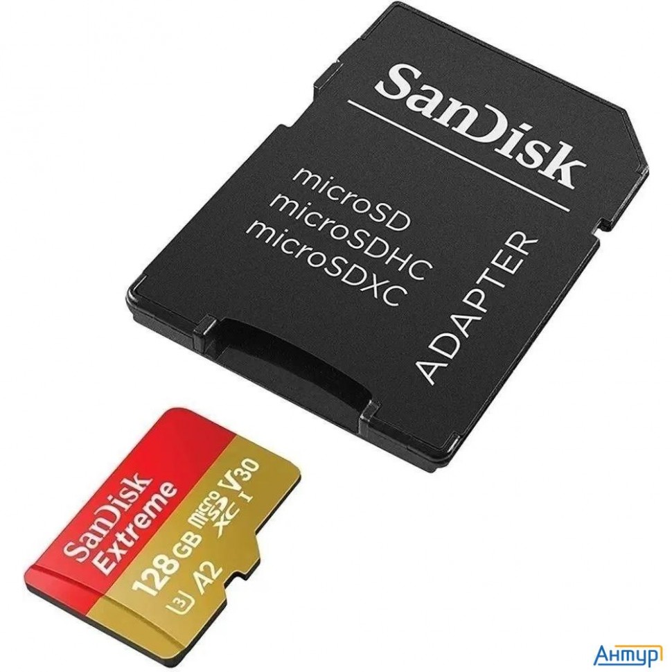 Карта памяти Microsdxc Uhs-i U3 Sandisk Extreme 128 ГБ, 190 МБ/с, Class 10, Sdsqxaa-128g-gn6ma,  1 ш