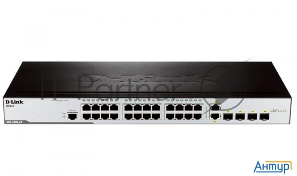 Сетевое оборудование D-link Des-3200-28/c1a Управляемый коммутатор 2 уровня с 24 портами 10/100base-