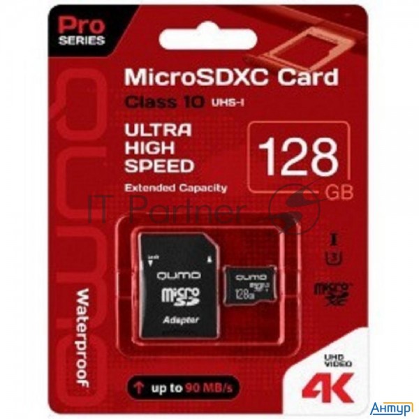 Micro Securedigital 128gb Qumo Qm128gmicsdxc10u3 (microsdxc Class 10 Uhs-i, Sd Adapter)