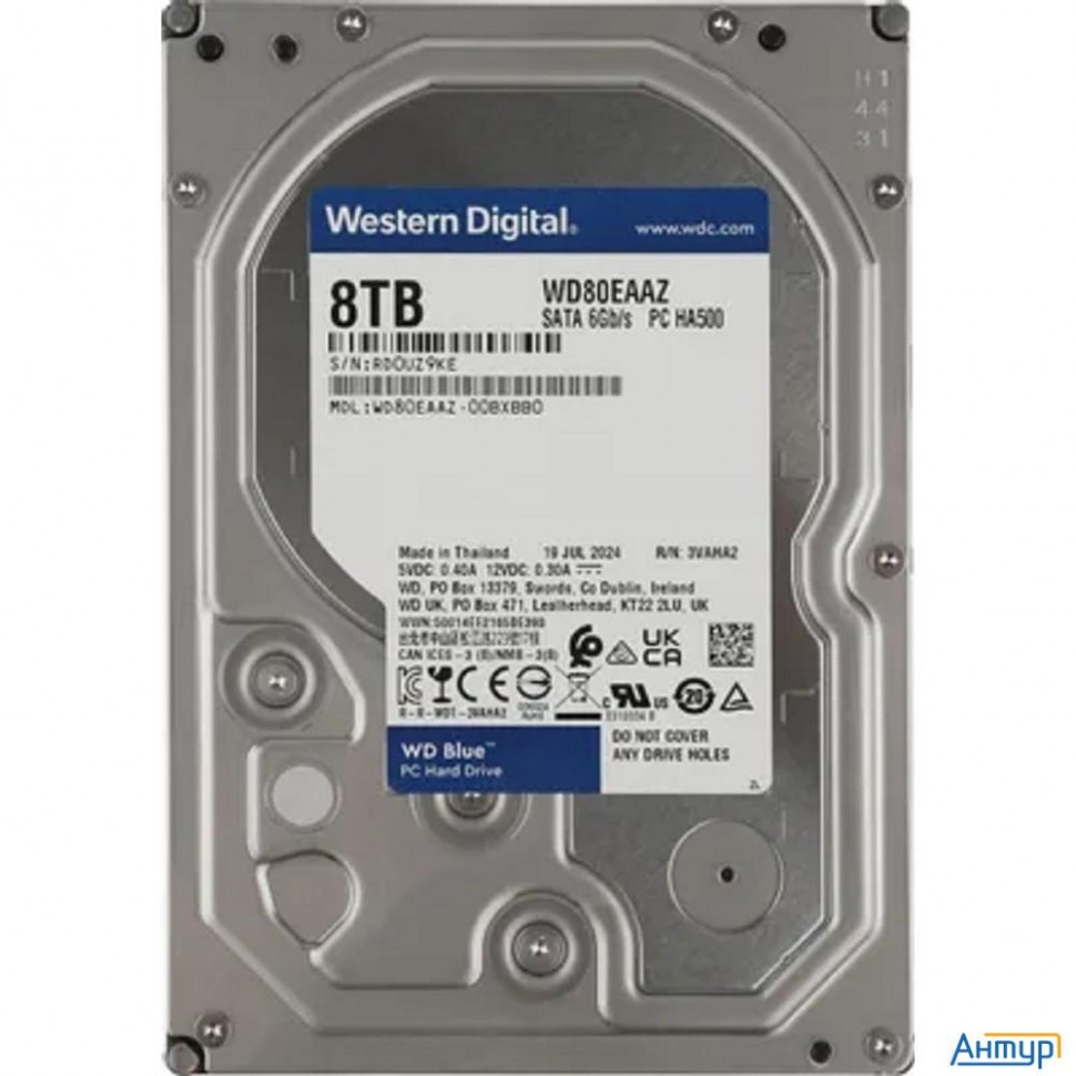8tb Wd Blue (wd80eaaz) {serial Ata Iii, 5640 Rpm, 256mb Buffer}