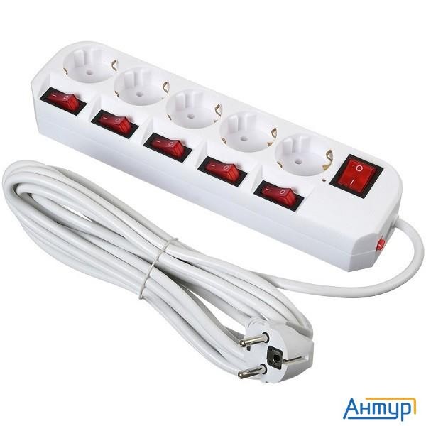 Buro Сетевой фильтр 5 розеток (500sh-5-sw-w) 5м, белый коробка {1159732}