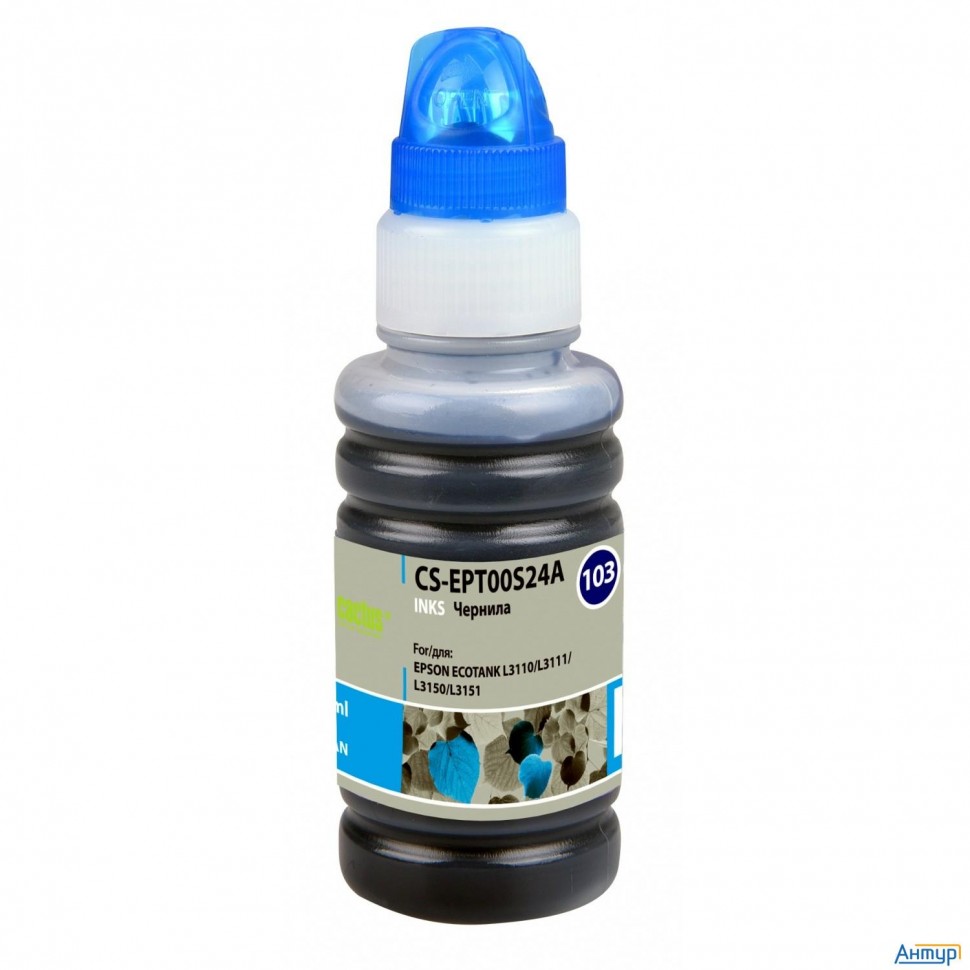 Чернила Cactus Cs-ept00s24a 103c голубой 70мл для Epson L1110 Ecotank/l3100/l3101/l3110/l3150/l3151