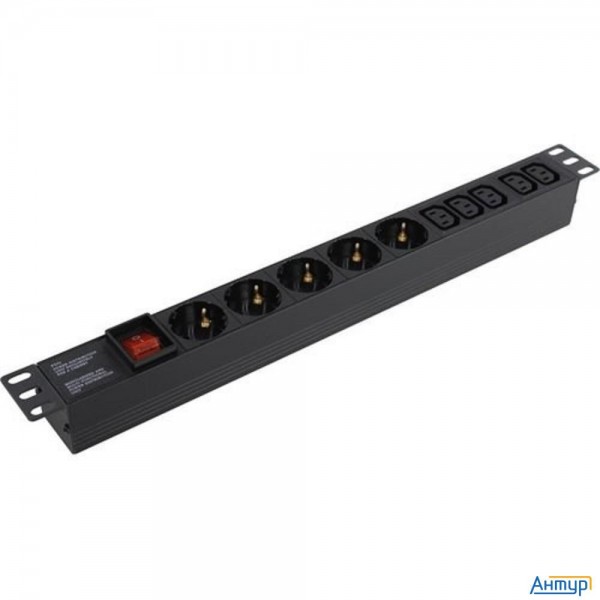 Exegate Ex280866rus Блок розеток Exegate Serverpro Pdu-19h008 Al-5c135s-c14-sw, 19",1u,алюм, 5 Iec 3