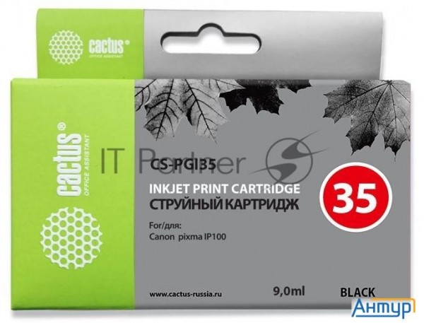 Картридж струйный Cactus Cs-pgi35 черный (9 мл) для Canon Ip100