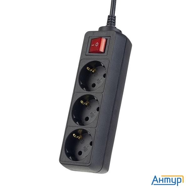 Perfeo Сетевой удлинитель с кнопкой "powermate", Pf_a4676 (1,8м, 3 розетки, черный (pf-pm-3/1,8-b))