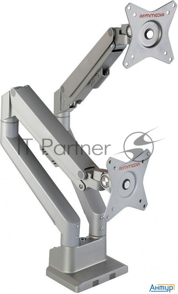 Кронштейн Arm Media Lcd-t36 Silver, 4 шт/уп. Кр. алюм. настол. для 2-х мон. 15"-34", Max 2х9 кг, нак