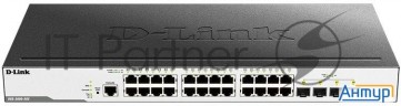 Коммутатор  D-link Dgs-3000-28x/b, L2 Managed Switch With 24 10/100/1000base-t Ports And 4 10gbase-x