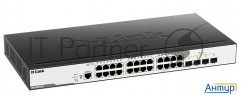Коммутатор  D-link Dgs-3000-28x/b, L2 Managed Switch With 24 10/100/1000base-t Ports And 4 10gbase-x