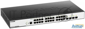 Коммутатор  D-link Dgs-3000-28x/b, L2 Managed Switch With 24 10/100/1000base-t Ports And 4 10gbase-x