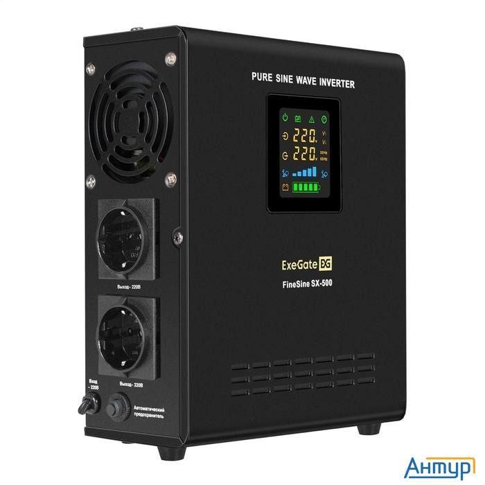 Exegate Ex295995rus ИБП (инвертор, синус, для котла) настенный Exegate Finesine Sx-500.lcd.avr.2sh <