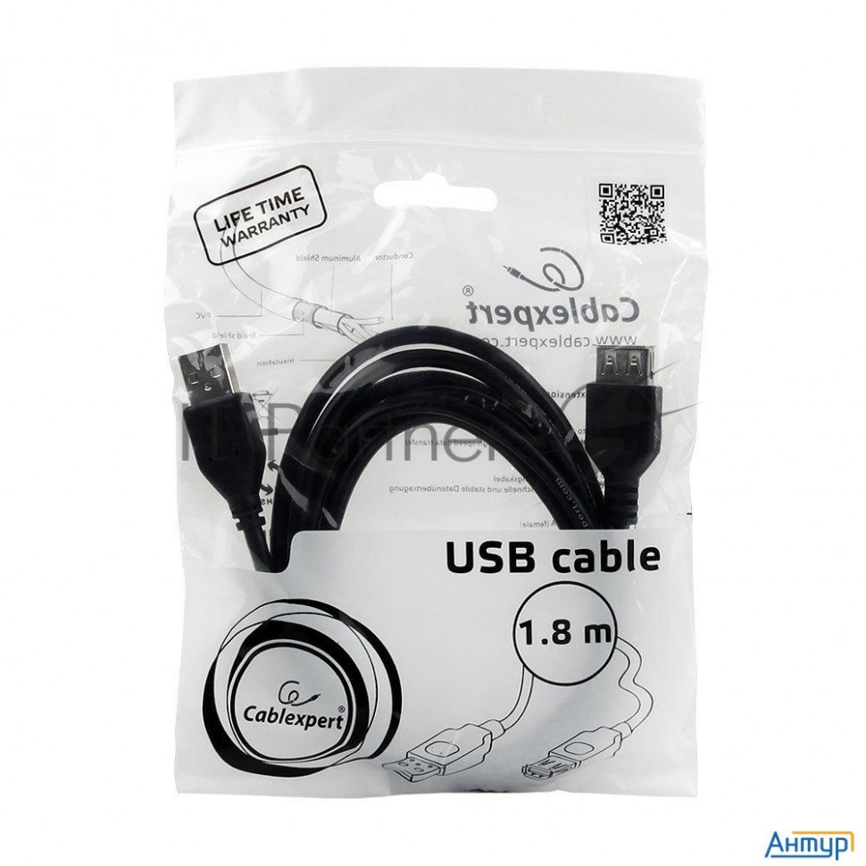 Кабель Gembird Pro Ccp-usb2-amaf-6 Usb 2.0 кабель удлинительный 1.8м Am/af  позол. контакты, пакет