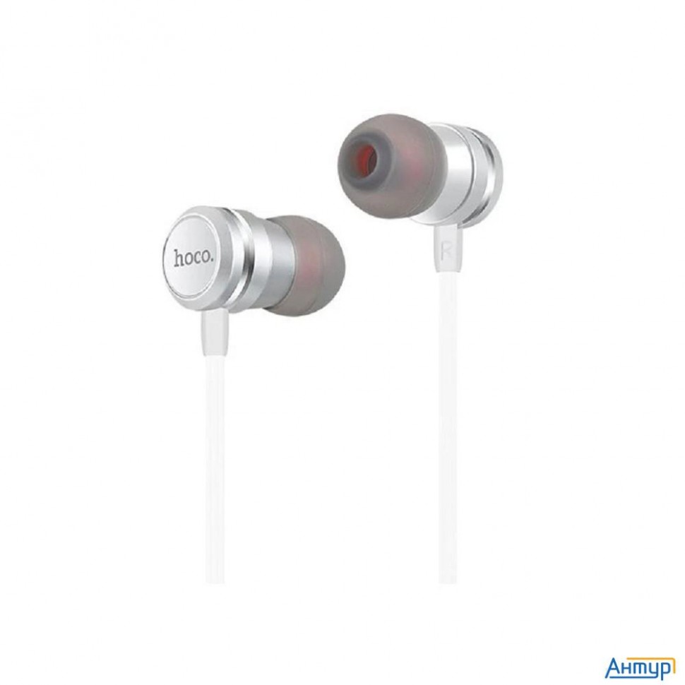 Hoco M16/ Наушники + микрофон/ Кнопка ответа/ 1.2м/ 3.5 Mm Jack/ Silver