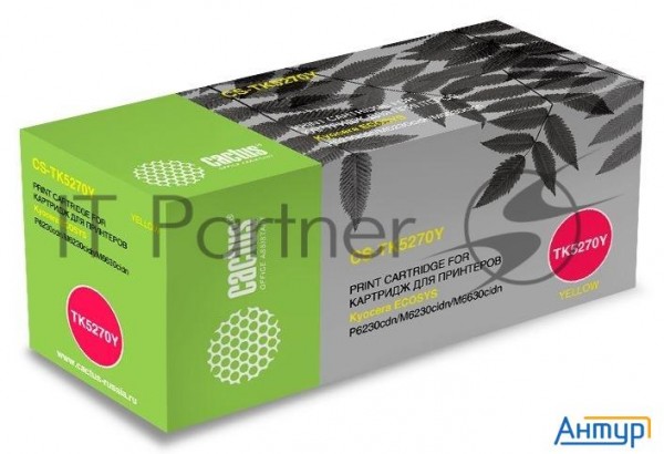 Тонер Картридж Cactus Cs-tk5270y желтый (6000стр.) для Kyocera Ecosys P6230cdn, M6230cidn, M6630cidn