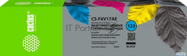 Картридж струйный Cactus Cs-f6v17ae №123 черный (9 мл) для Hp Hp Deskjet 2130