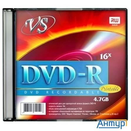 Диски Vs Dvd-r 4,7 Gb 16x Sl/5 Ink Print (620380)