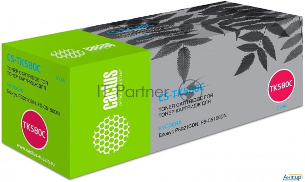 Тонер Картридж Cactus Cs-tk580c голубой для Kyocera Fs-c5150dn (2800стр.)
