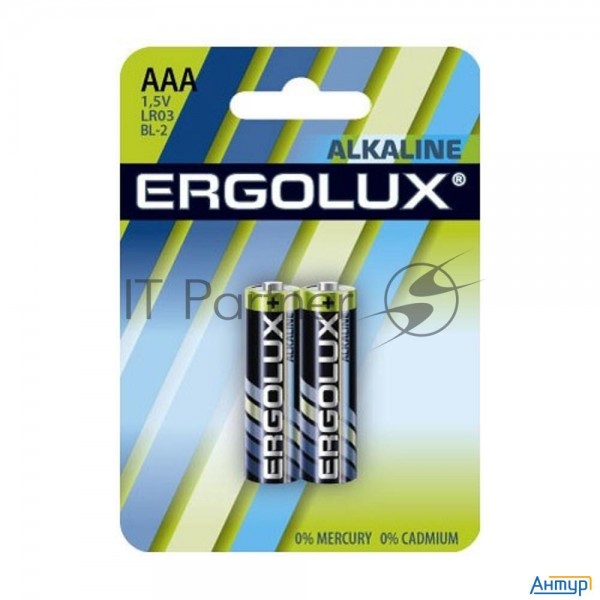 Элемент питания алкалиновый Lr03 Bl-2 1.5В Alkaline (блист.2шт) Ergolux 11743