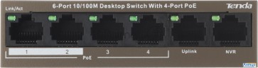 Коммутатор Tenda Tef1106p-4-63w 6port 100m 4poe