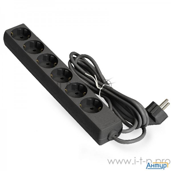 Удлинитель Exegate Ex285828rus Ece-6-1.8b (6 евророзетки с заземлением, 1.8м, черный)