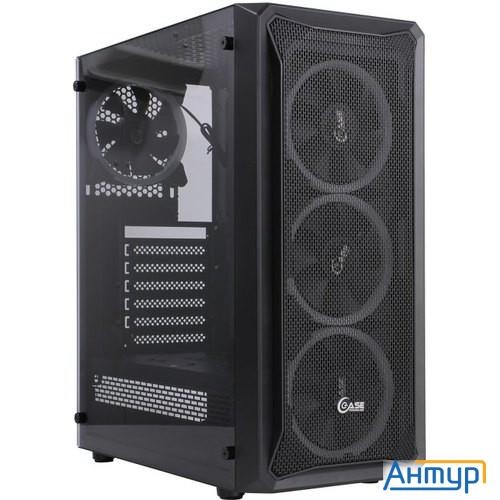 Powercase Cmizb-l4 Корпус Mistral Z4 Mesh Led, Tempered Glass, 4x 120mm 5-color Fan, чёрный, Atx  (c