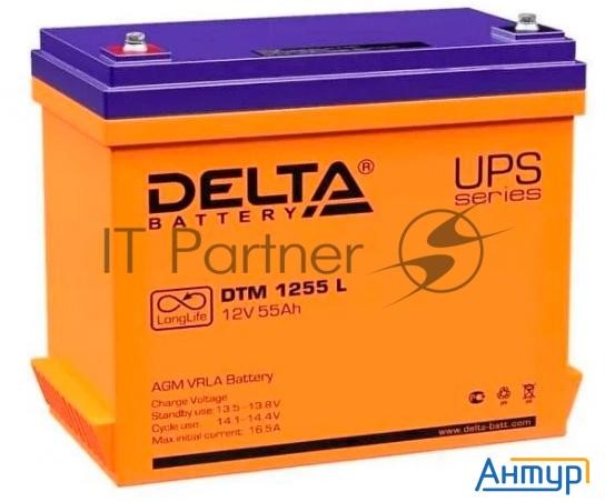 Аккумуляторная батарея Delta Dtm 1255 L напряжение 12В, емкость 55Ач (239x132x210mm)