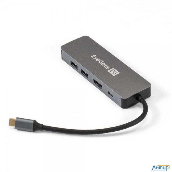 Exegate Ex293982rus Док-станция Exegate Dub-21c/pd/hl (кабель-адаптер Usb Type-c --> 2xusb3.0 + Pd 1