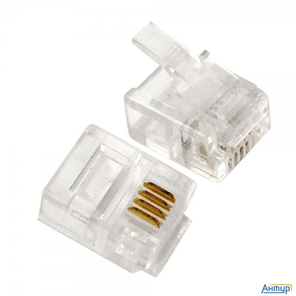 Exegate Ex293762rus Коннектор Exegate Pl11-4p4c-100 Rj-11 телефонный разъем (4p4c), золотое напылени