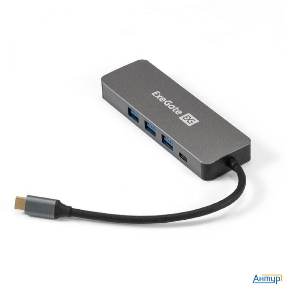 Exegate Ex293984rus Док-станция Exegate Dub-31c/pd/h (кабель-адаптер Usb Type-c --> 3xusb3.0 + Pd 60