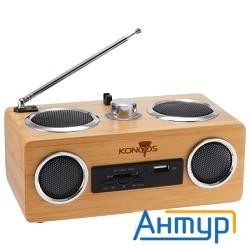 Акустическая система Konoos Kbs-01,  2х 3Вт (rms), натуральный бамбук, Fm-радио, считыватель Sd, Usb