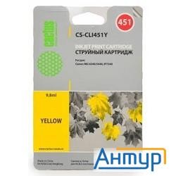 Cli-451y Cactus Картридж струйный Cactus Cs-cli451y желтый для Canon Mg 6340/5440/ip7240 (9,8ml)