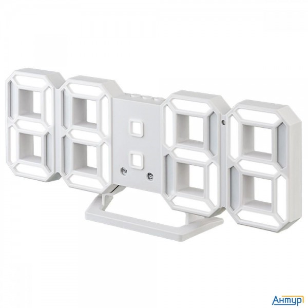 Perfeo Led часы-будильник "luminous 2", белый корпус / белая подсветка (pf-6111) [pf_b4921]