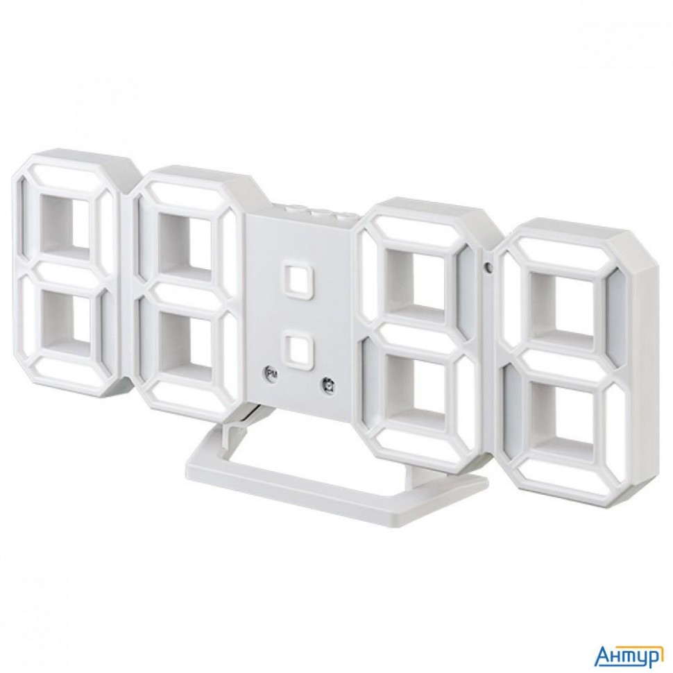 Perfeo Led часы-будильник "luminous 2", белый корпус / белая подсветка (pf-6111) [pf_b4921]
