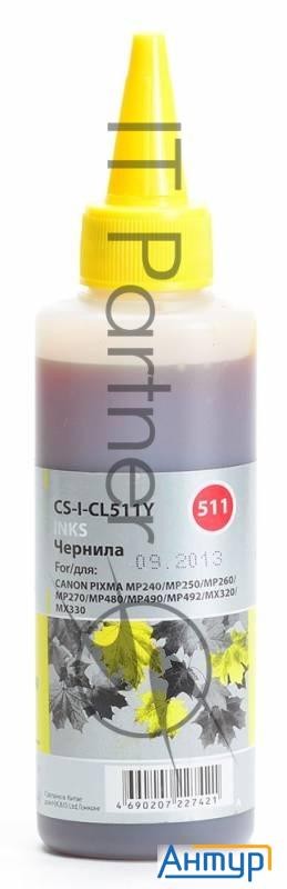 Чернила Cactus Cs-i-cl511y желтый (100мл) Canon Pixma Mp240/mp250/mp260/mp270/mp480