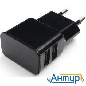 Адаптер питания Cablexpert Mp3a-pc-12 100/220v - 5v Usb 2 порта, 2.1a, черный